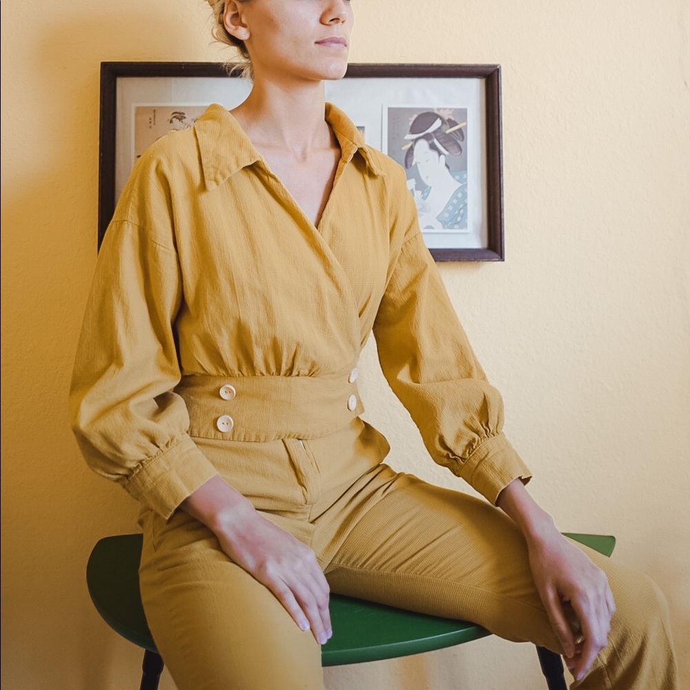 Nasty Gal Yellow Jumpsuit long Sleeve